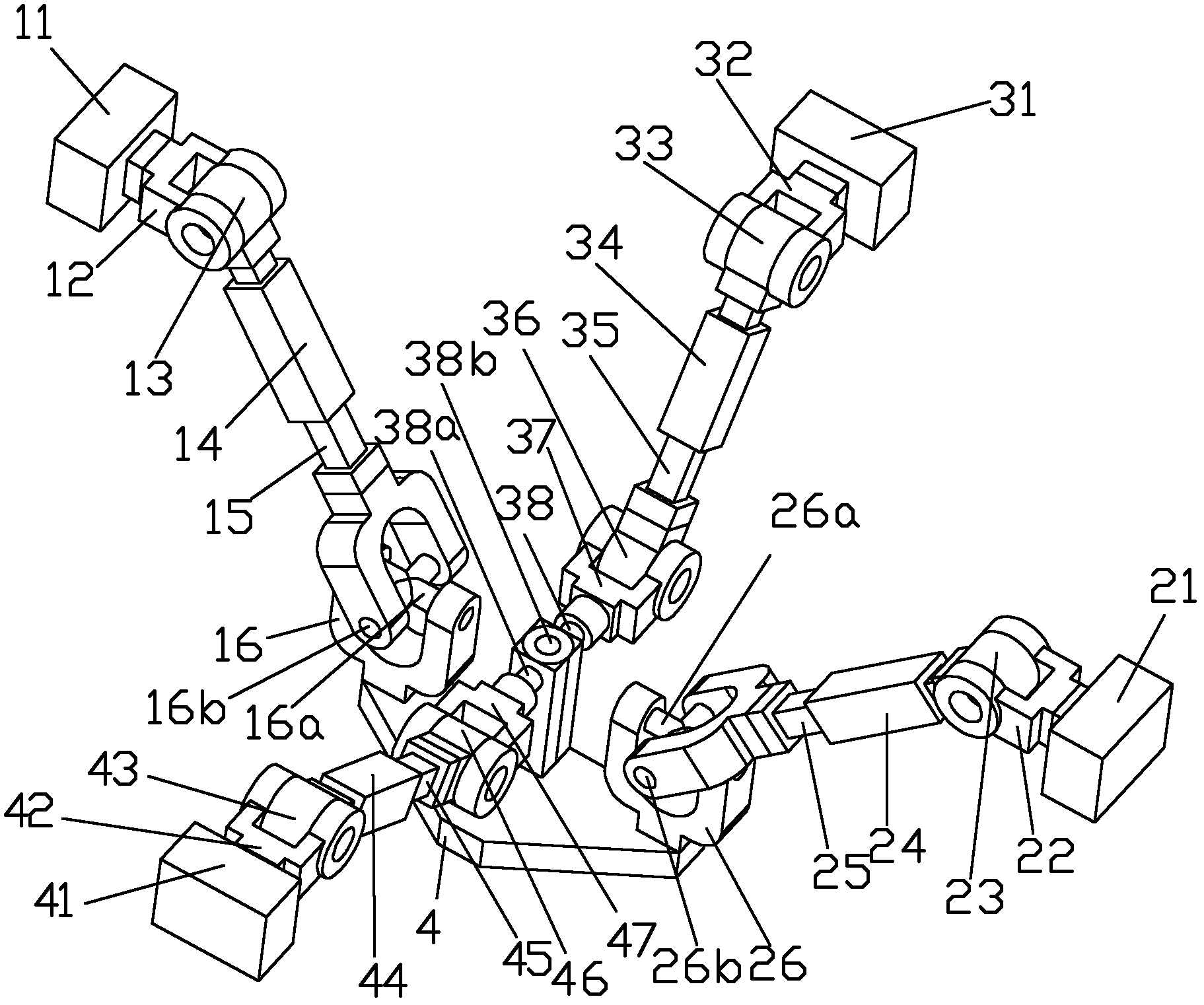 High-rigidity redundantly-actuated three-degree-of-freedom parallel mechanism