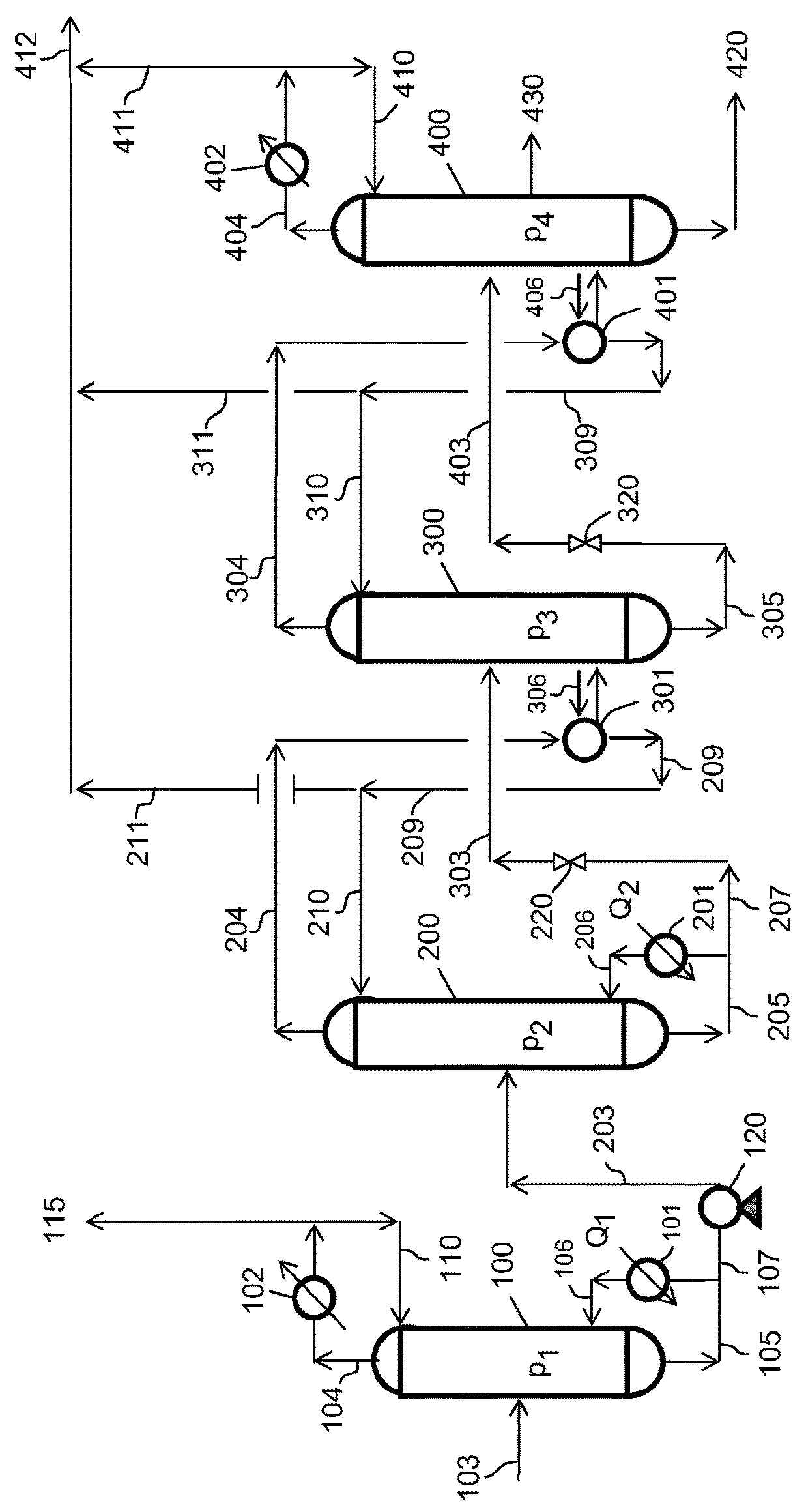 Process and plant for distillation of methanol with heat recuperation