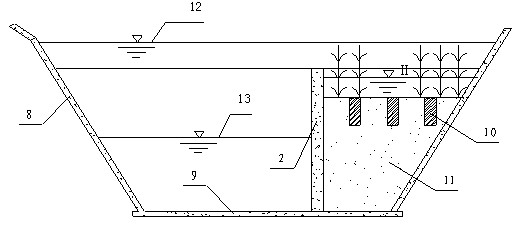 Full-section water wetland purification system suitable for normal water level of river