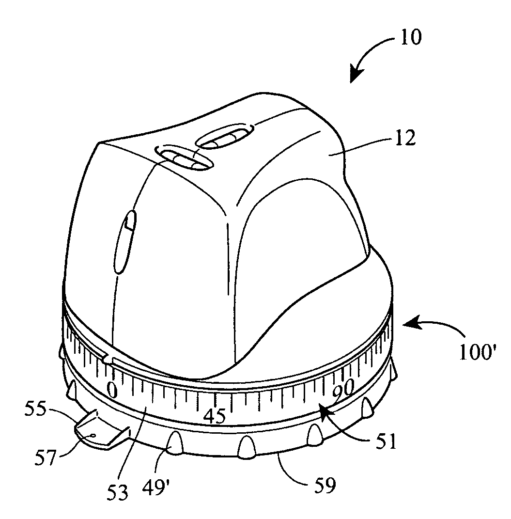 Laser line generating device with swivel base