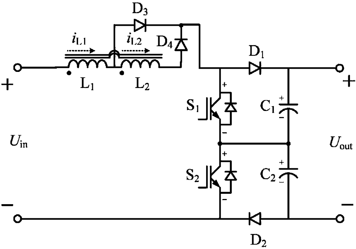 Tap coupling inductance type non-isolated DC boost converter and modulation method thereof