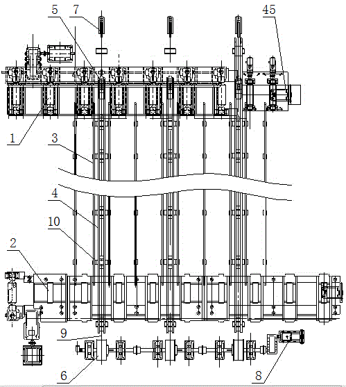 A lifting type rolling steel limit device and section steel inspection platform