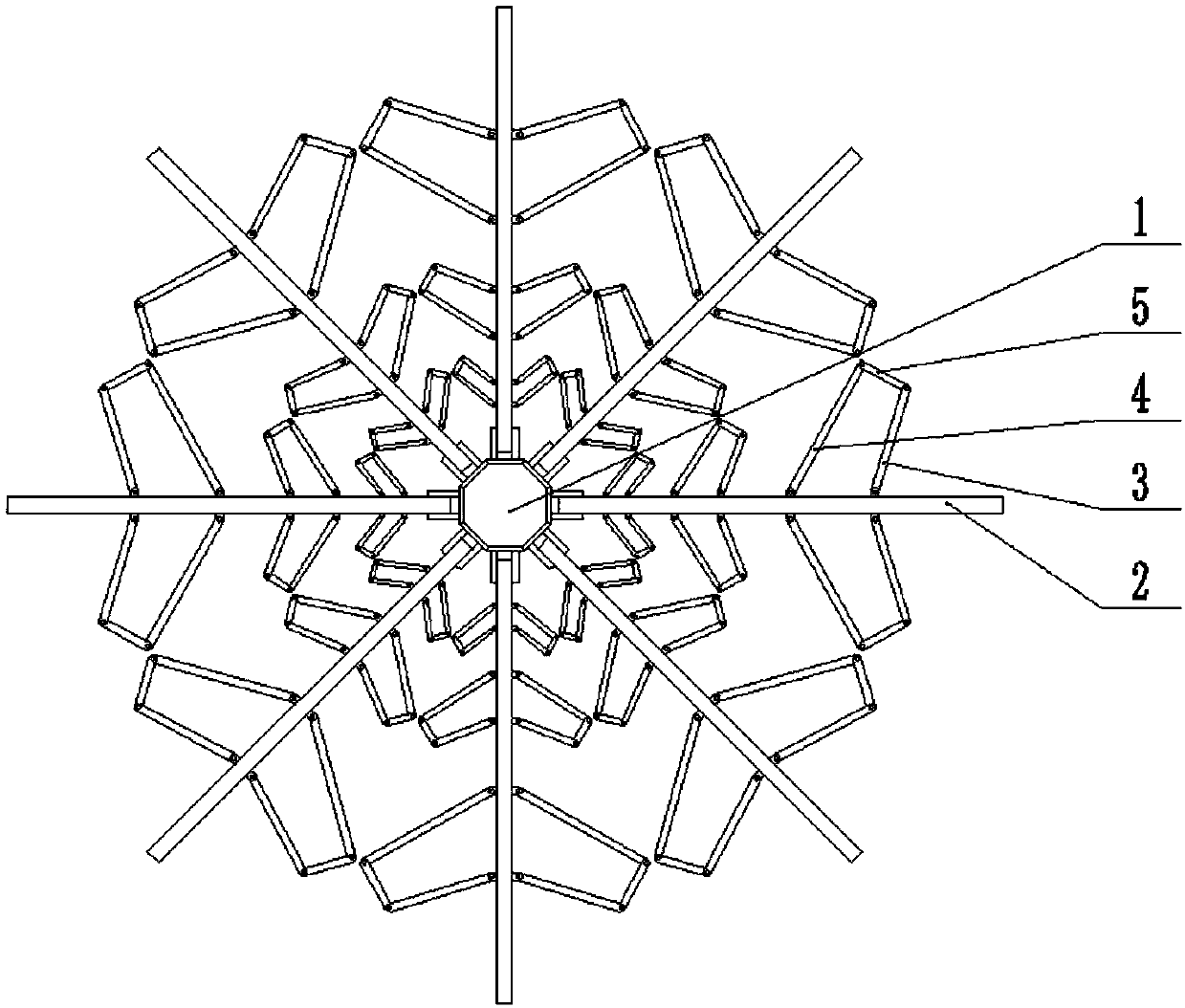 Space folding and unfolding mechanism for simulating connection of mimosa rigid hinge