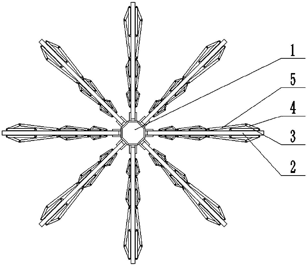 Space folding and unfolding mechanism for simulating connection of mimosa rigid hinge