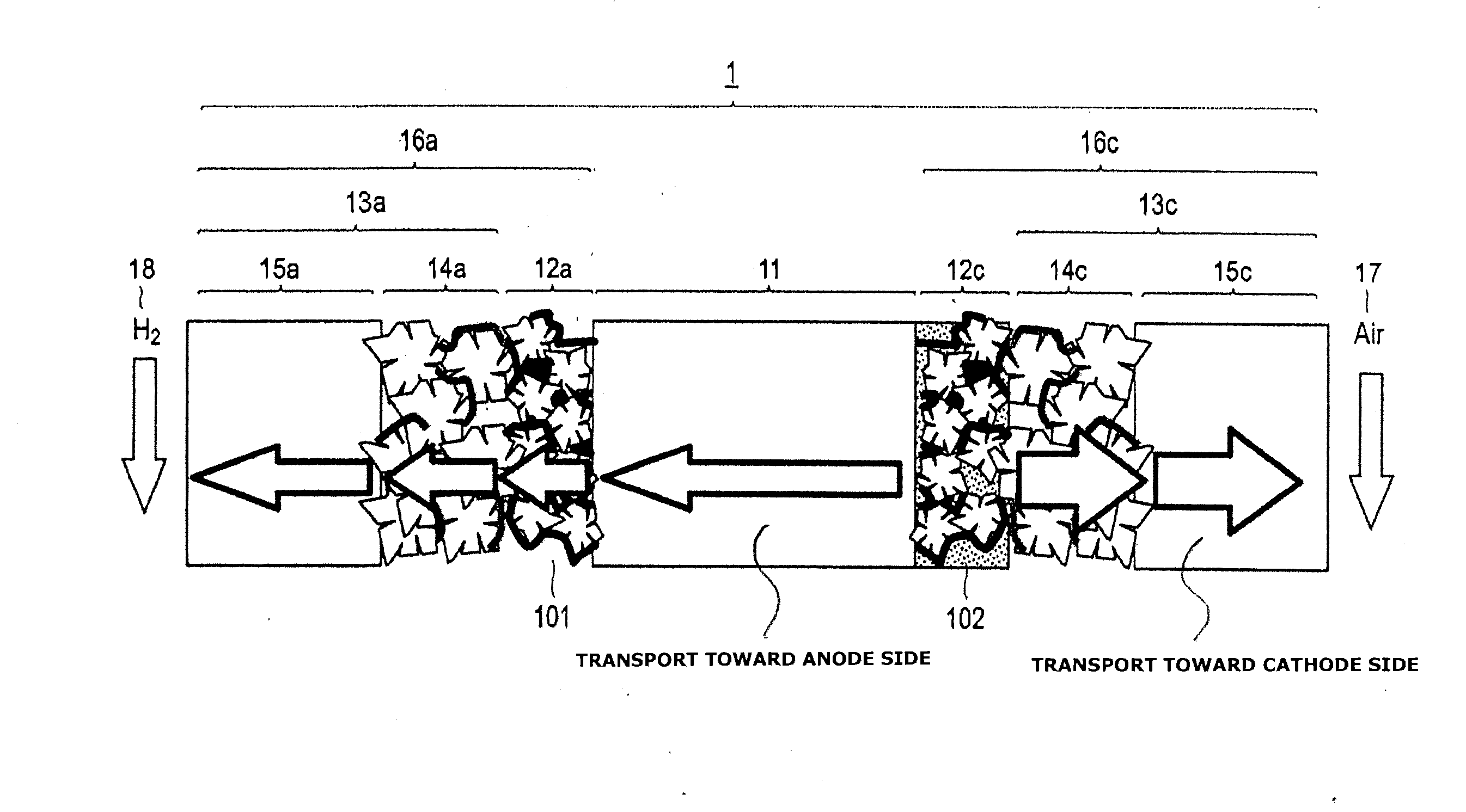 Hydrophilic porous layer for fuel cells, gas diffusion electrode and manufacturing method thereof, and membrane electrode assembly