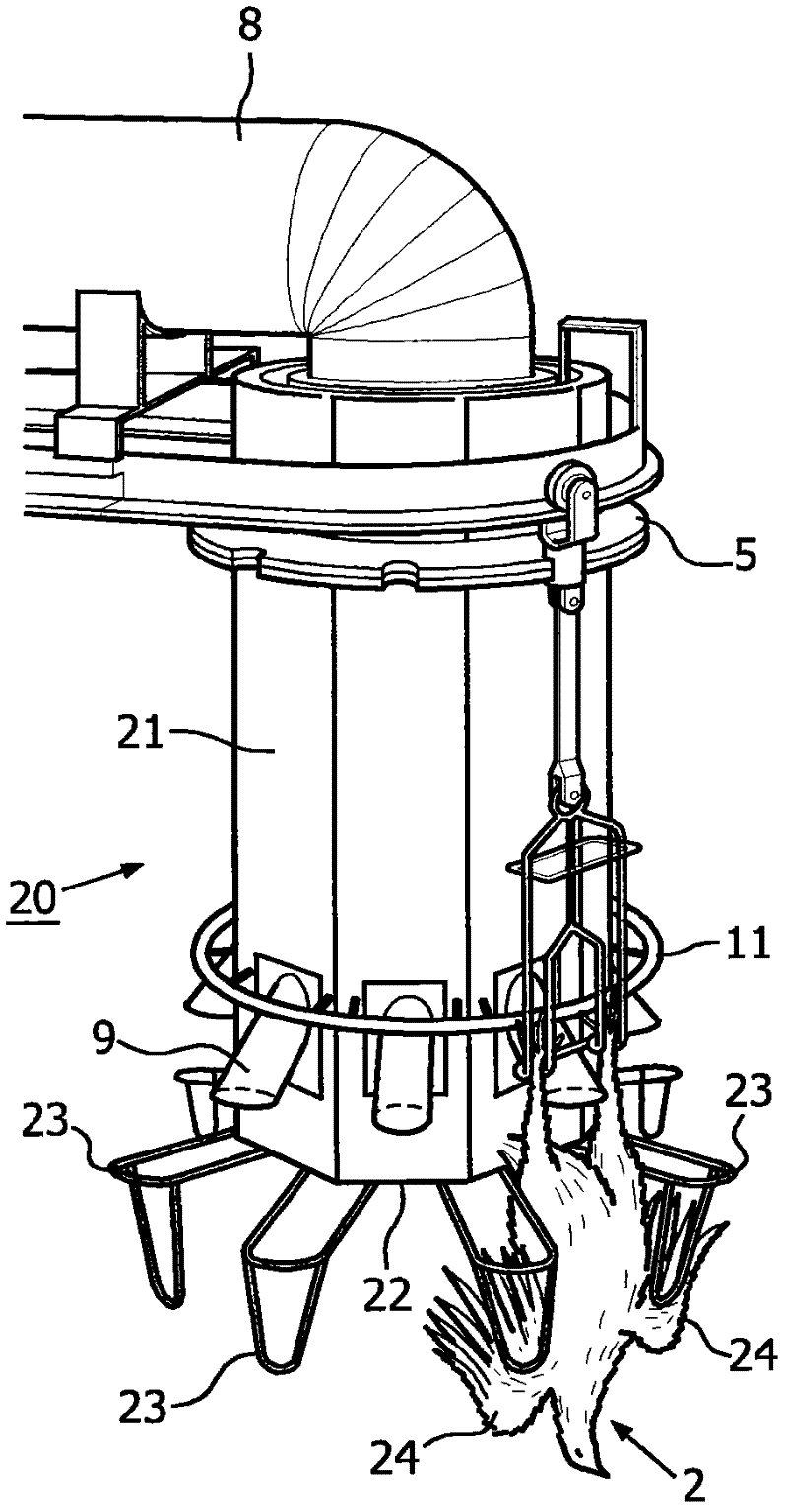 Device and method for scalding different parts of a poultry carcass with varying intensities