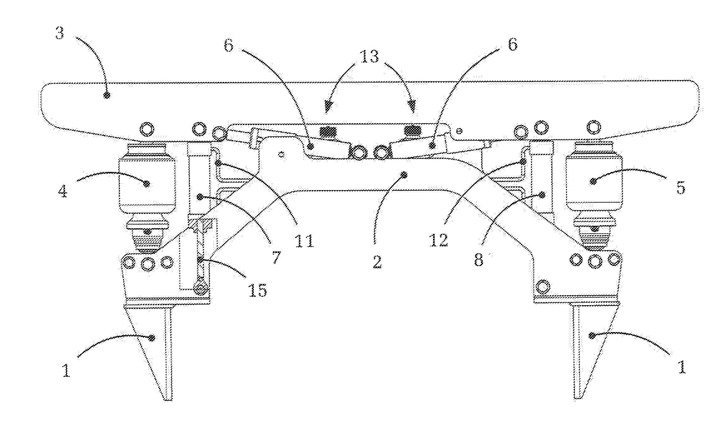 Driver's cab suspension device with roll stabilizing means