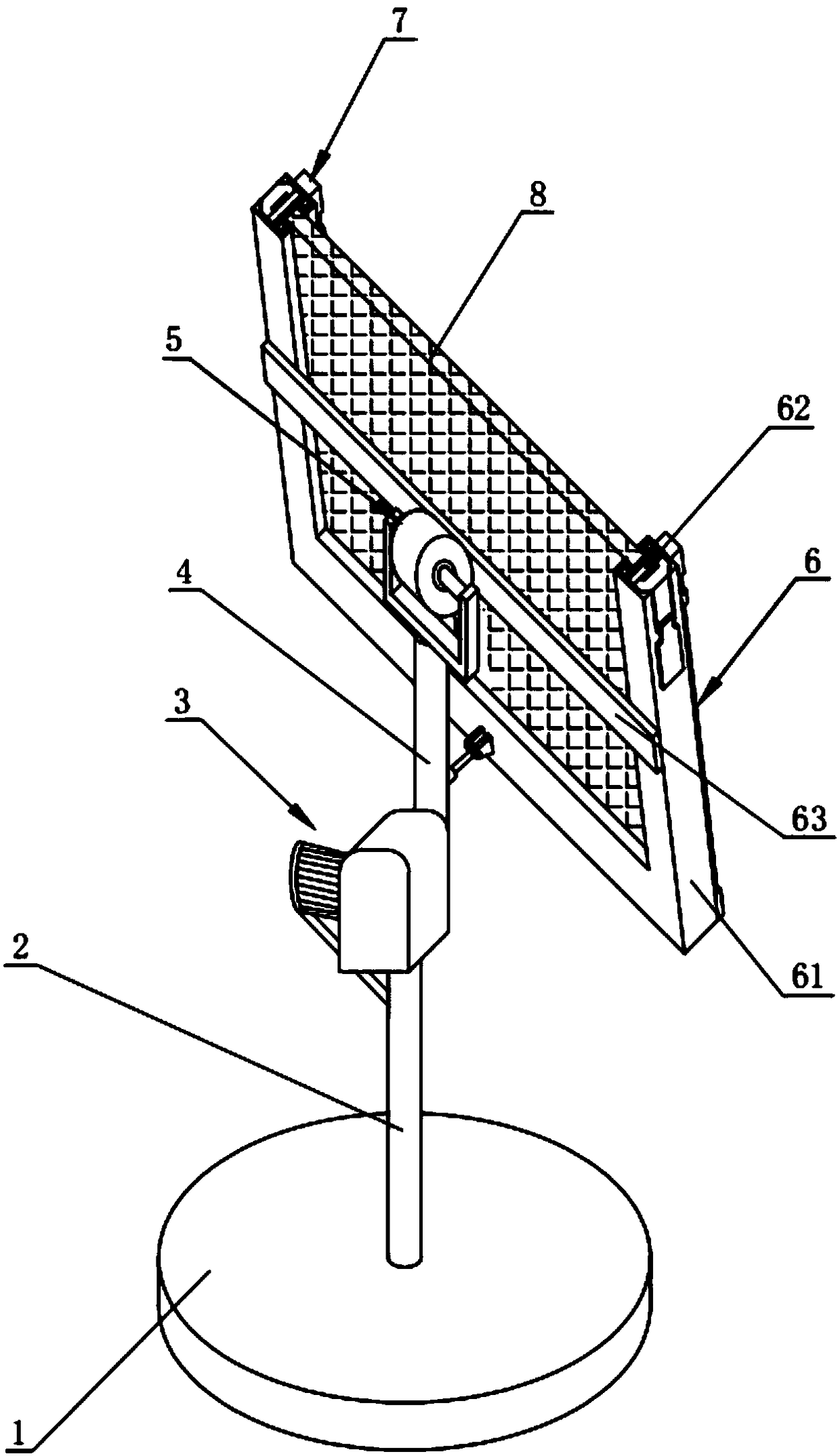 A photovoltaic power rack with adjustable angle and cleaning function of a photovoltaic panel