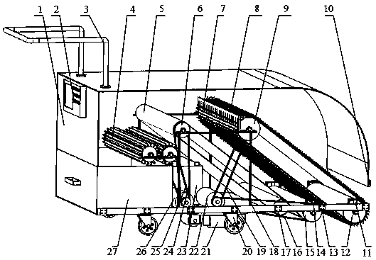 Road fallen leaf sweeping and collecting machine vehicle