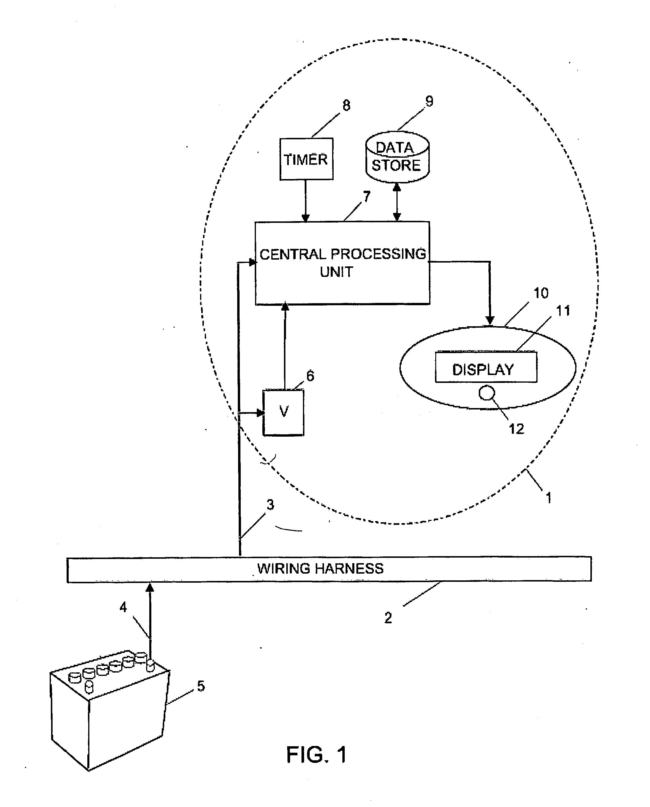 Battery monitor system attached to a vehicle wiring harness