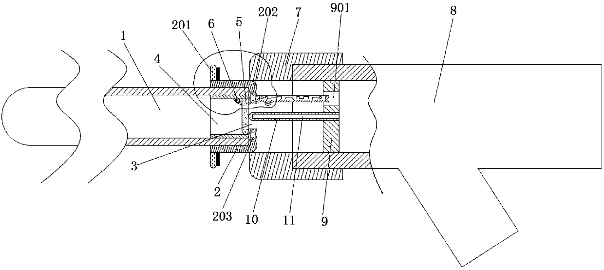 Catheter connection device suitable for interventional treatment in height tortuous blood vessel