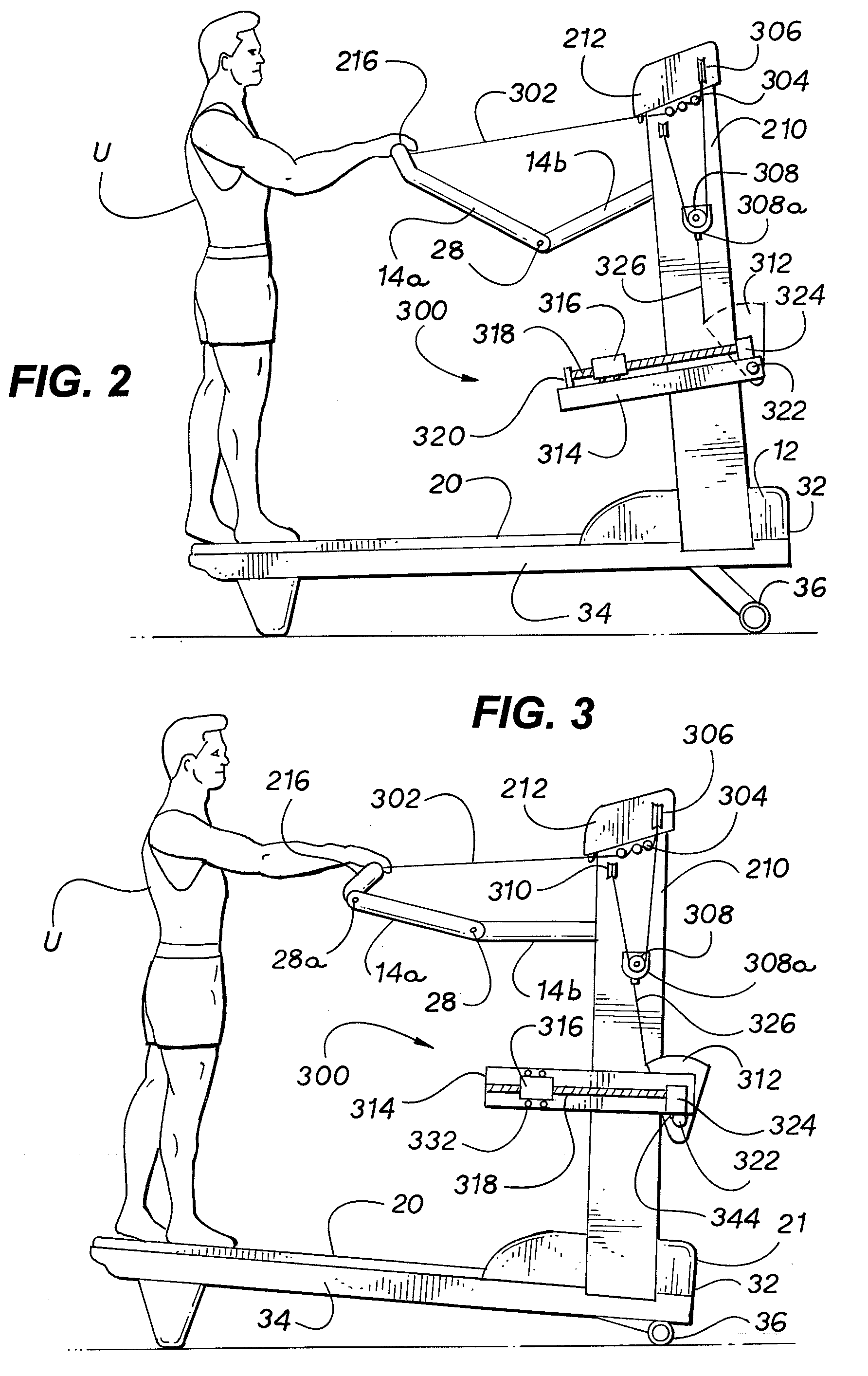 Dual direction exercise treadmill for simulating a dragging or pulling action with a user adjustable constant static weight resistance