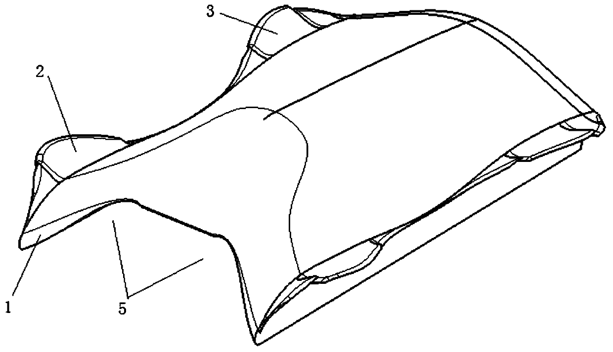 High-speed multi-body planing boat combined with hydro pneumatic dynamics for stabilization