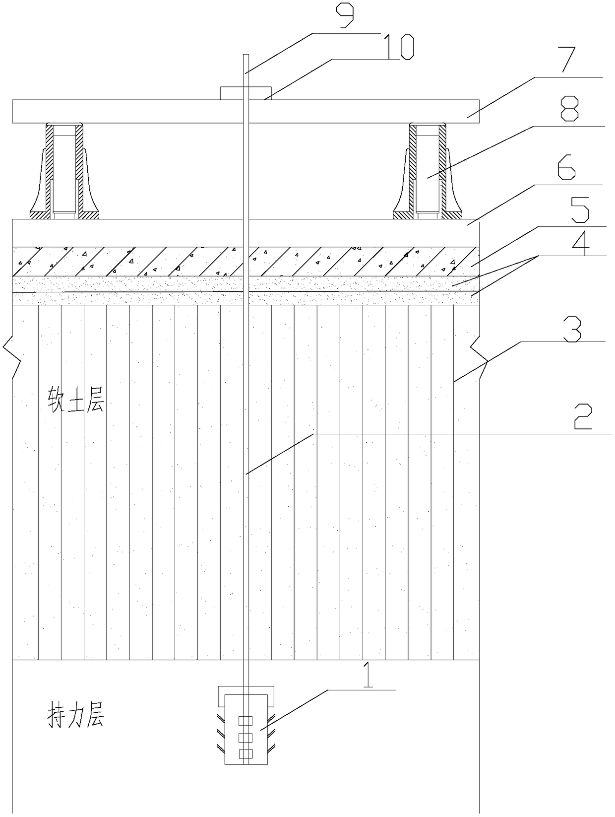 Pre-stressed anchor cable and drain plate combined pre-compaction device and foundation treatment method