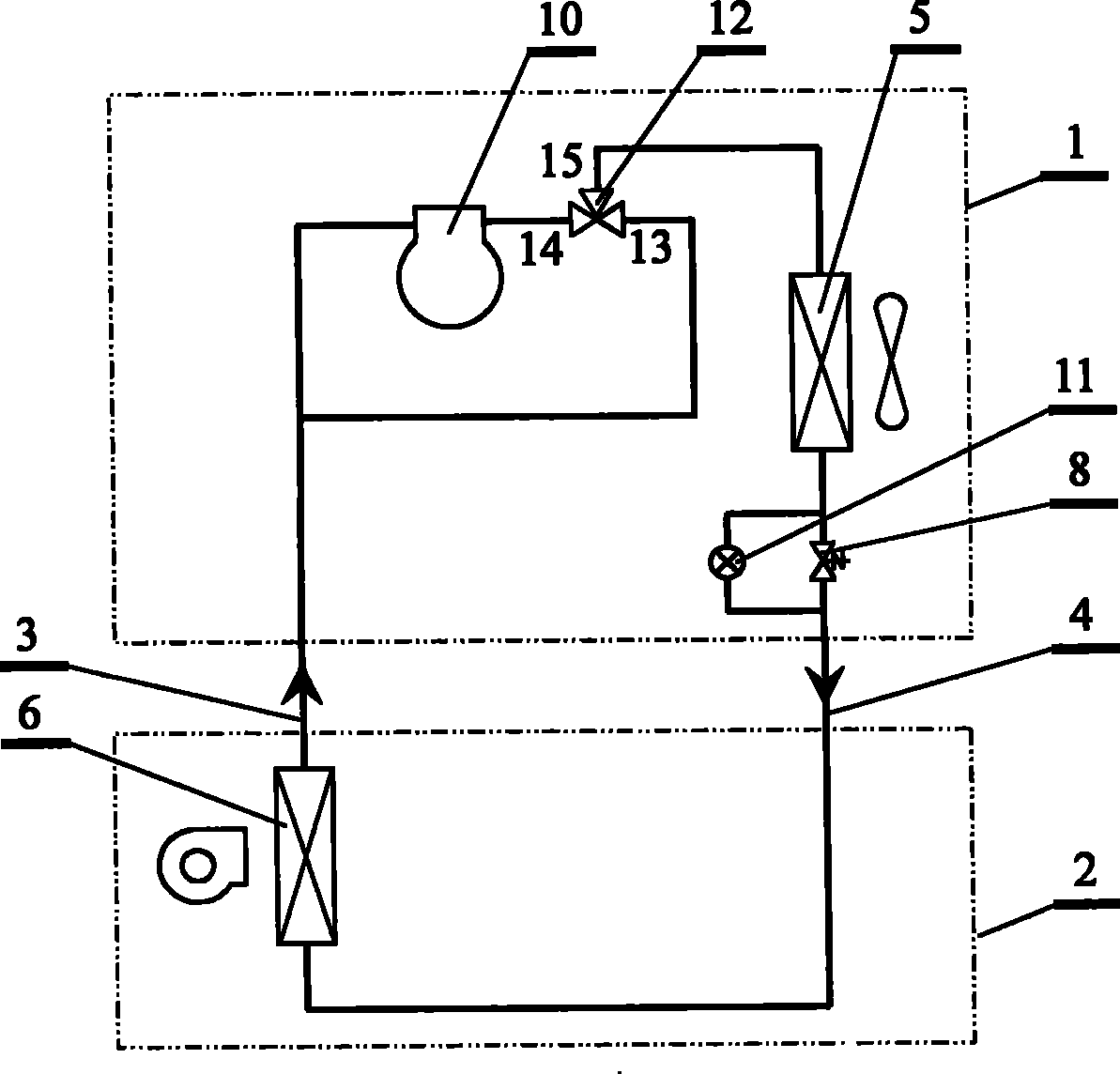 Self-operated three-way valve used for coolant circulating type machine room special machine