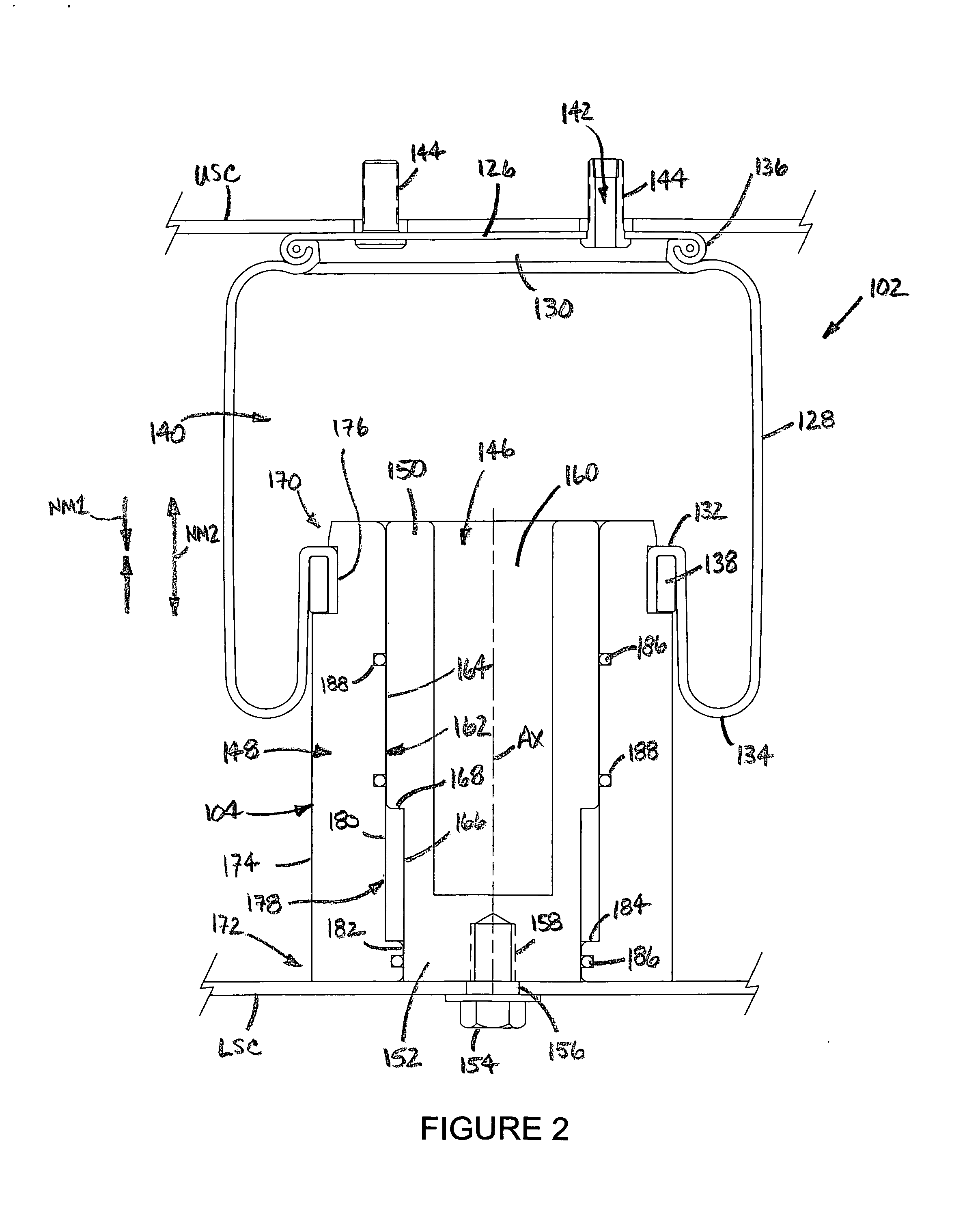 Extensible end member for gas spring assembly