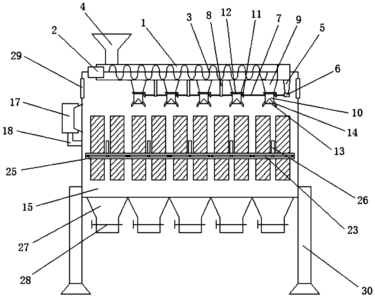 Discharging and drying device for wolfberry fruits