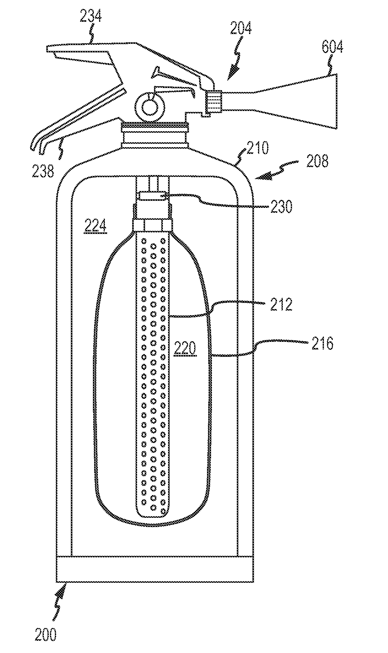 Fine water mist multiple orientation discharge fire extinguisher