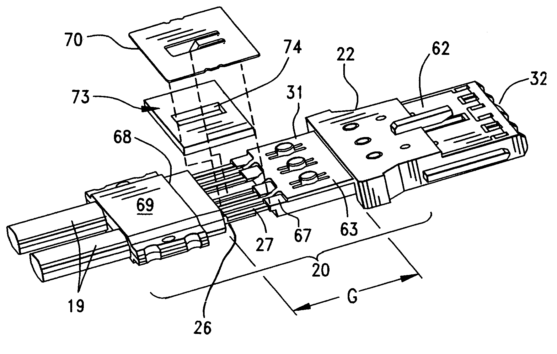 Cable connector with shielded termination area