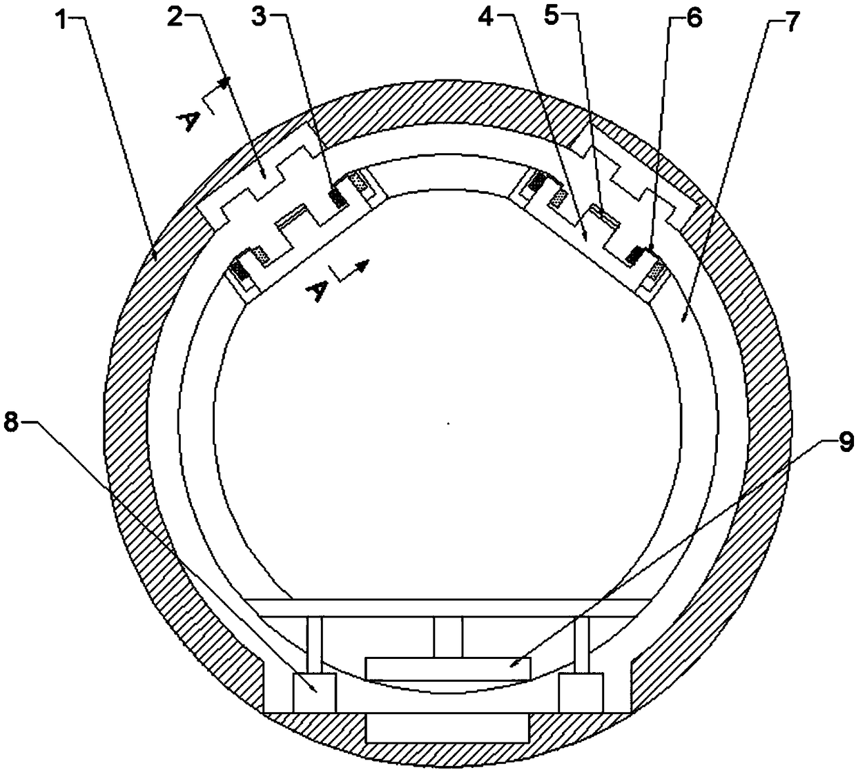 Vacuum pipeline magnetic suspension train hybrid EMS supporting structure