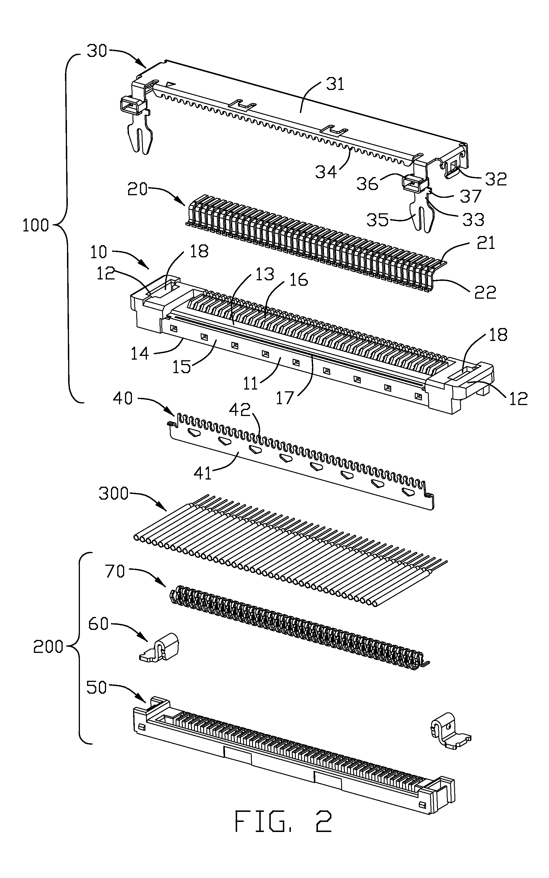 Cable assembly having hold-down arrangement