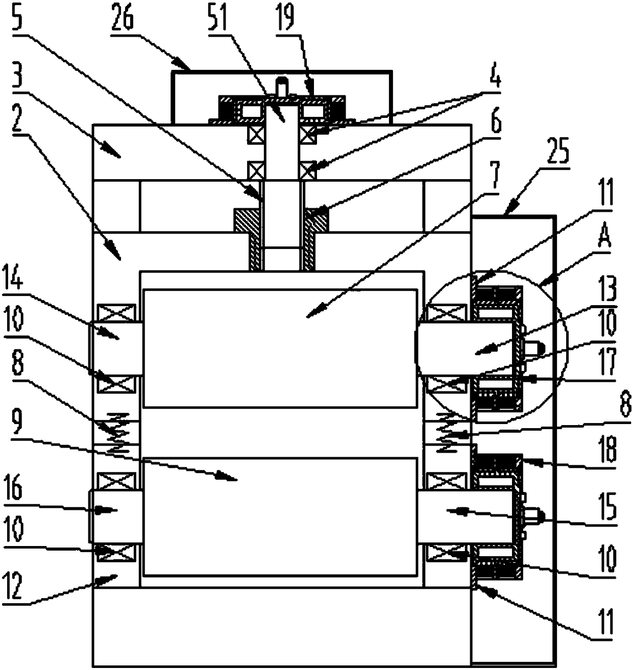 Frameless combination type permanent magnet synchronous linear motor direct-driven roll-forging machine