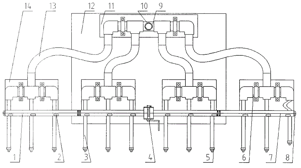 Folding type secondary irrigation water distribution device with adjustable water amount of three-dimensional space