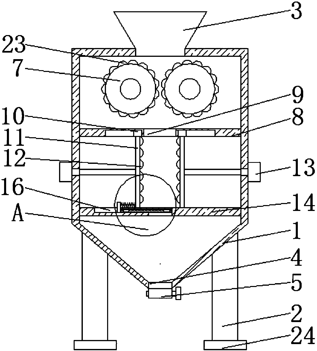 Concrete waste crushing device