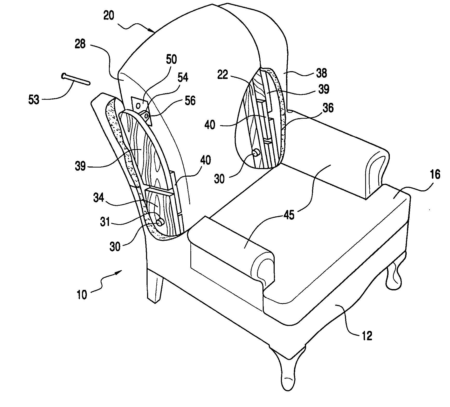 Compactly foldable wingback chair