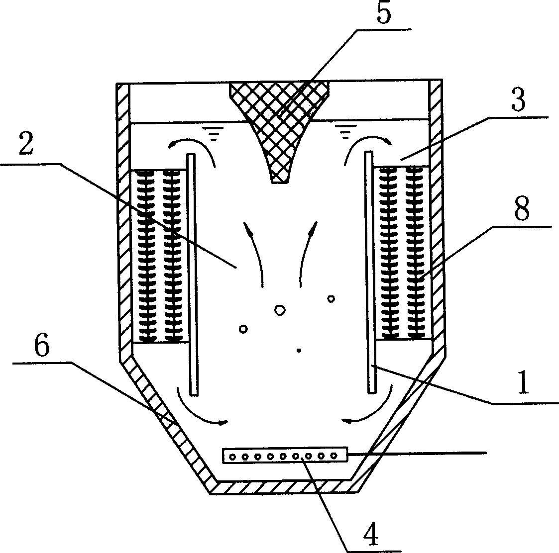 Airlift inner circulation sewage treating process and apparatus