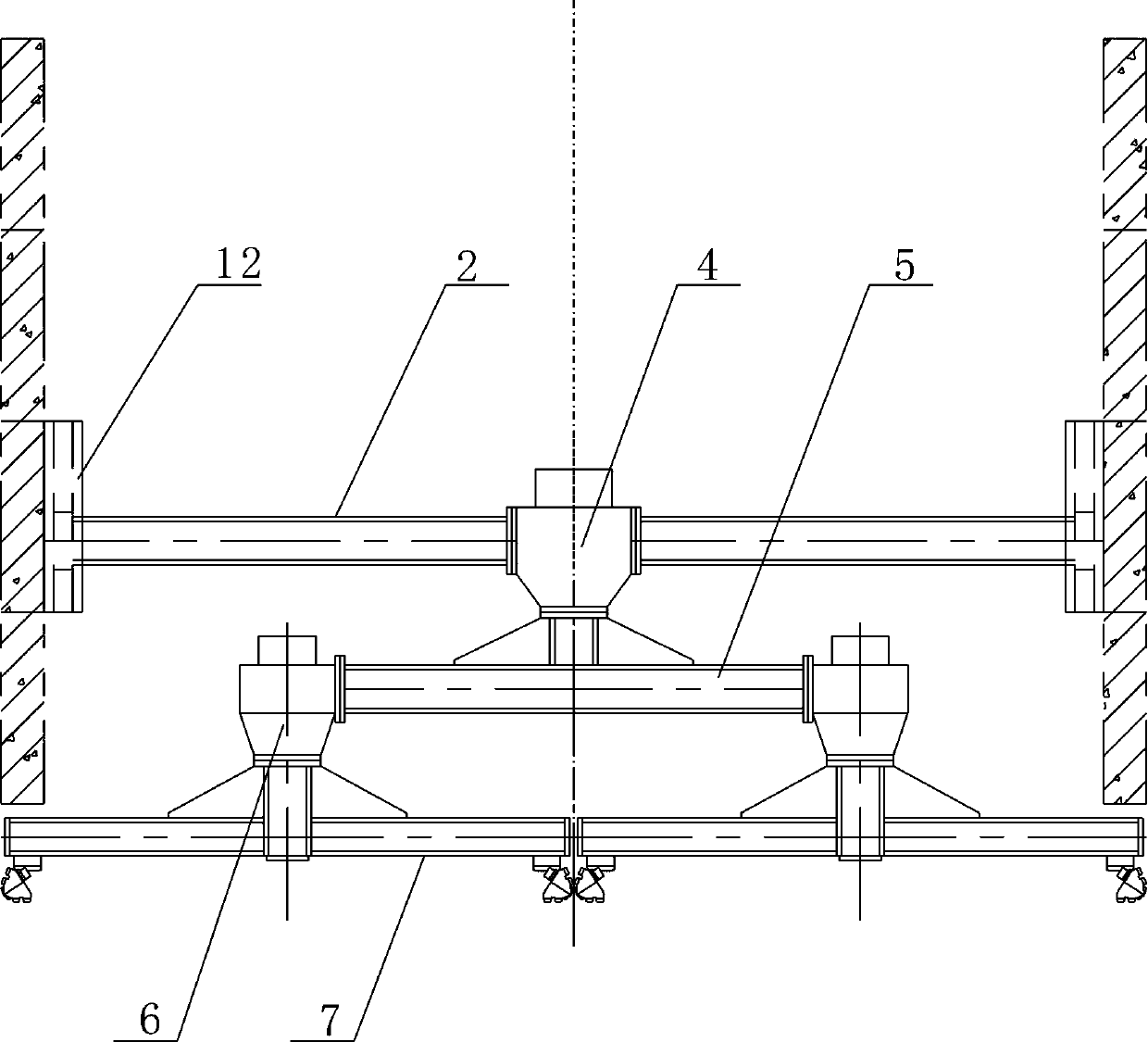 Oscillating shaft heading machine by sinking method