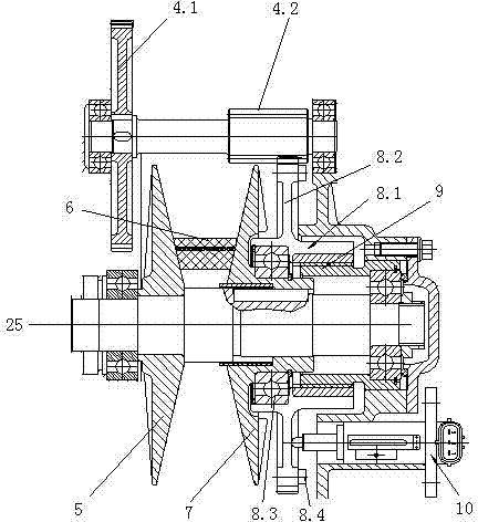 Spiral thrust mechanism of continuously variable transmission (CVT) for electrically adjusting reducing of driving wheel and method