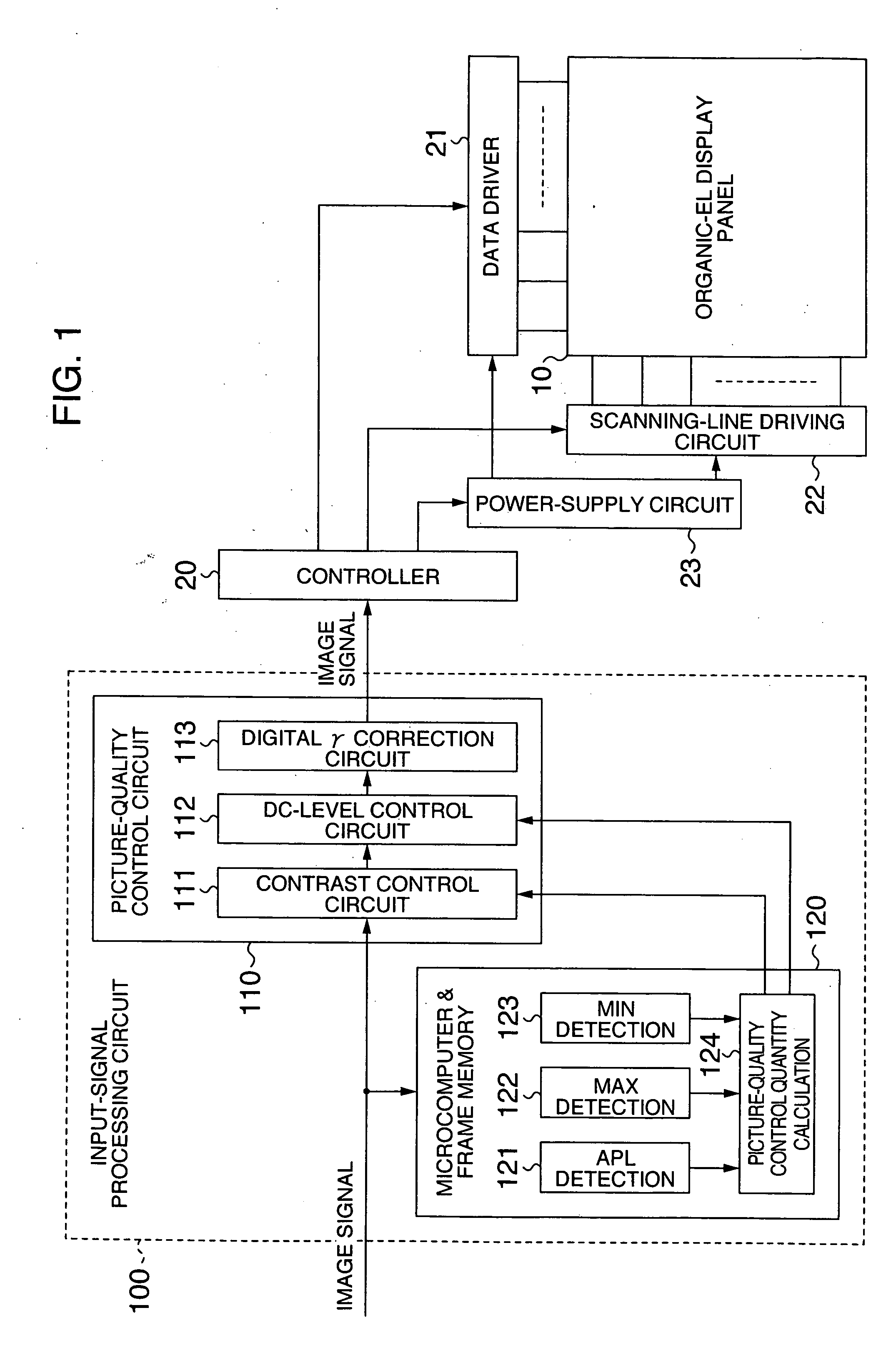 Organic-electroluminescence display and driving method therefor