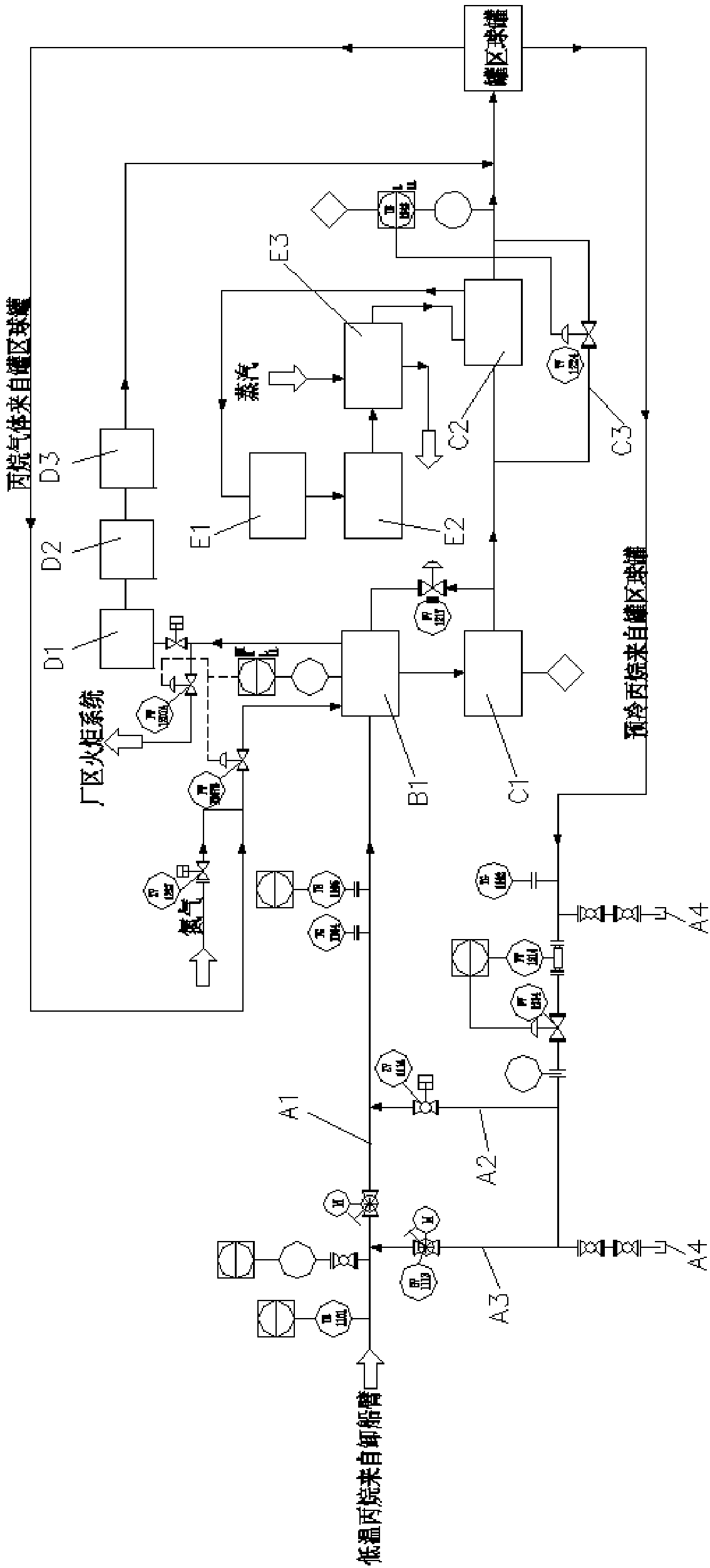 Low-temperature propane ship unloading and heating process