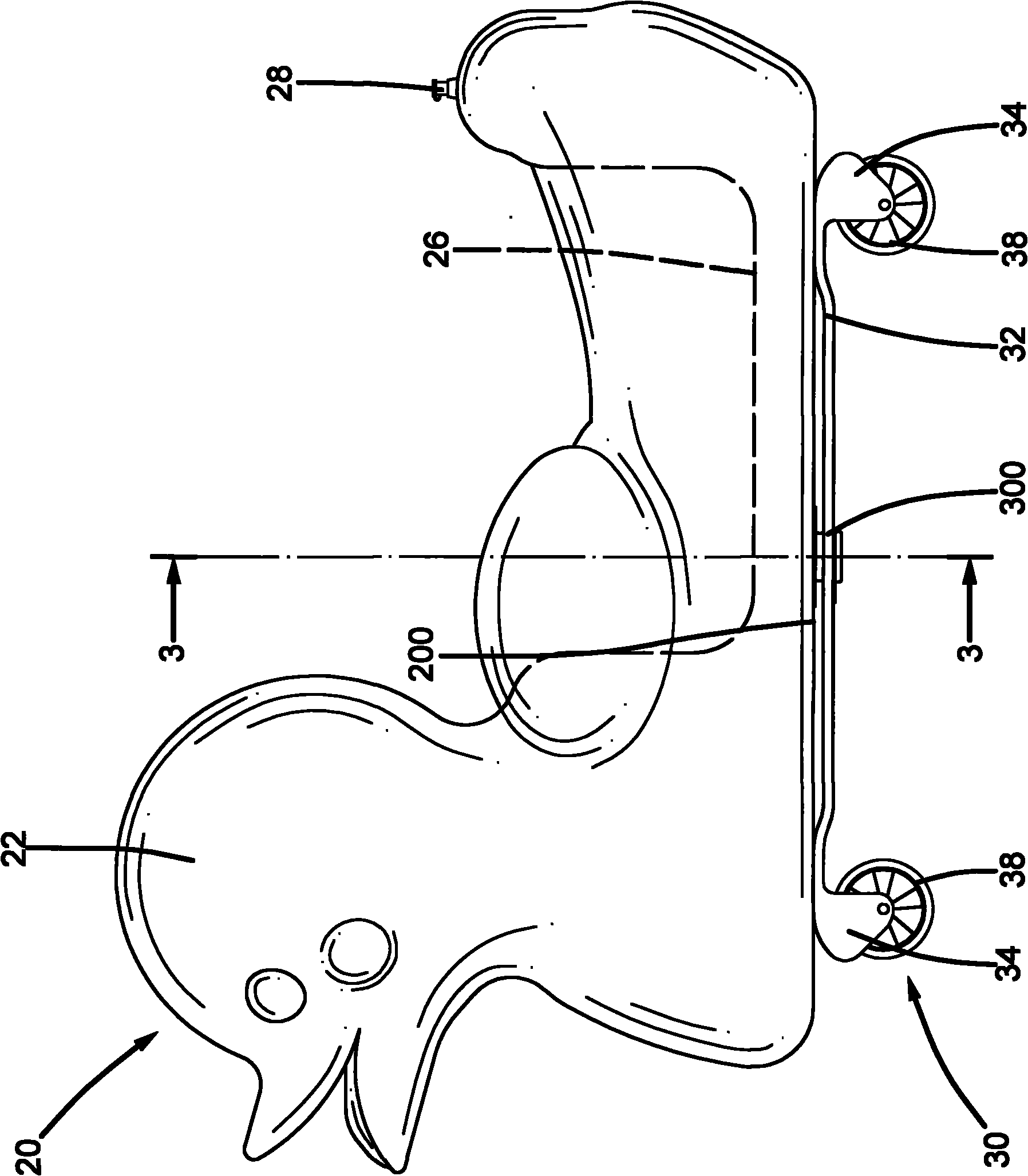 Inflatable toy with wheel