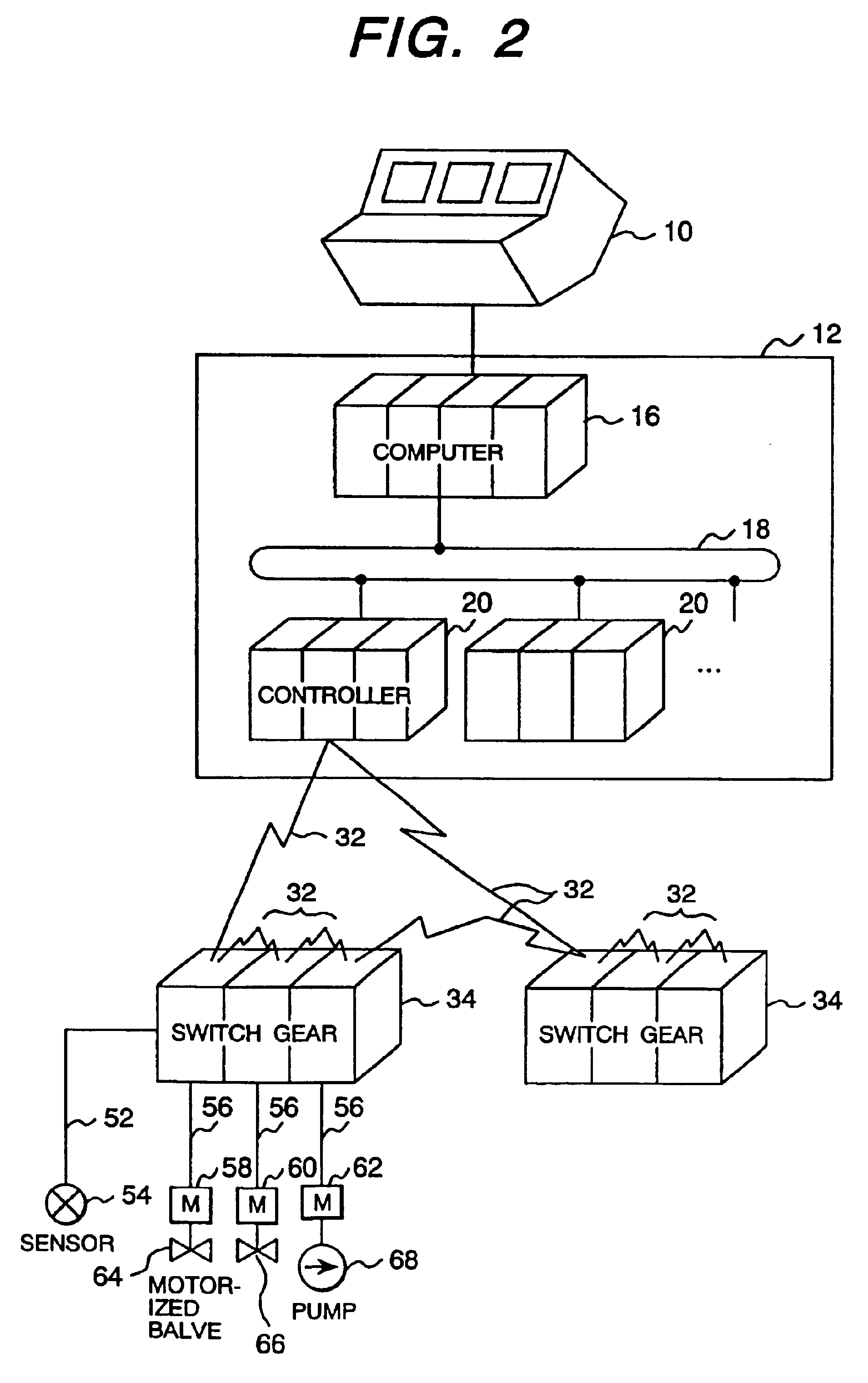 Power distribution panel switch gear and a monitoring and control system having a distribution panel switch gear