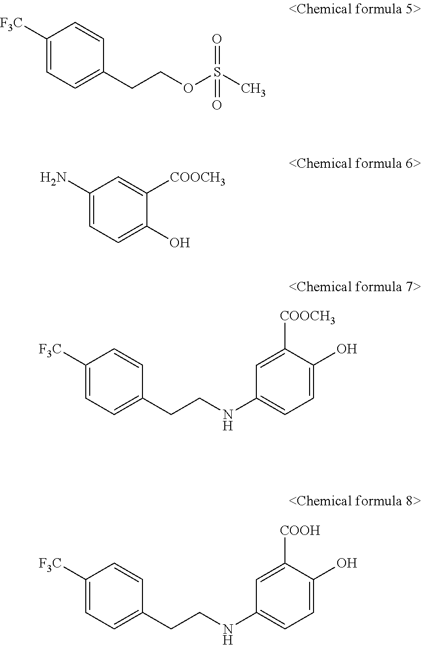 Manufacturing method of 2-hydroxy-5-phenylalkylaminobenzoic acid derivatives and their salts