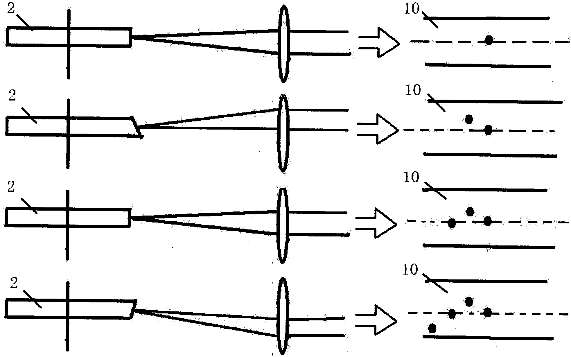 Focusing light spot oscillating type cigarette tipping paper laser boring method and device