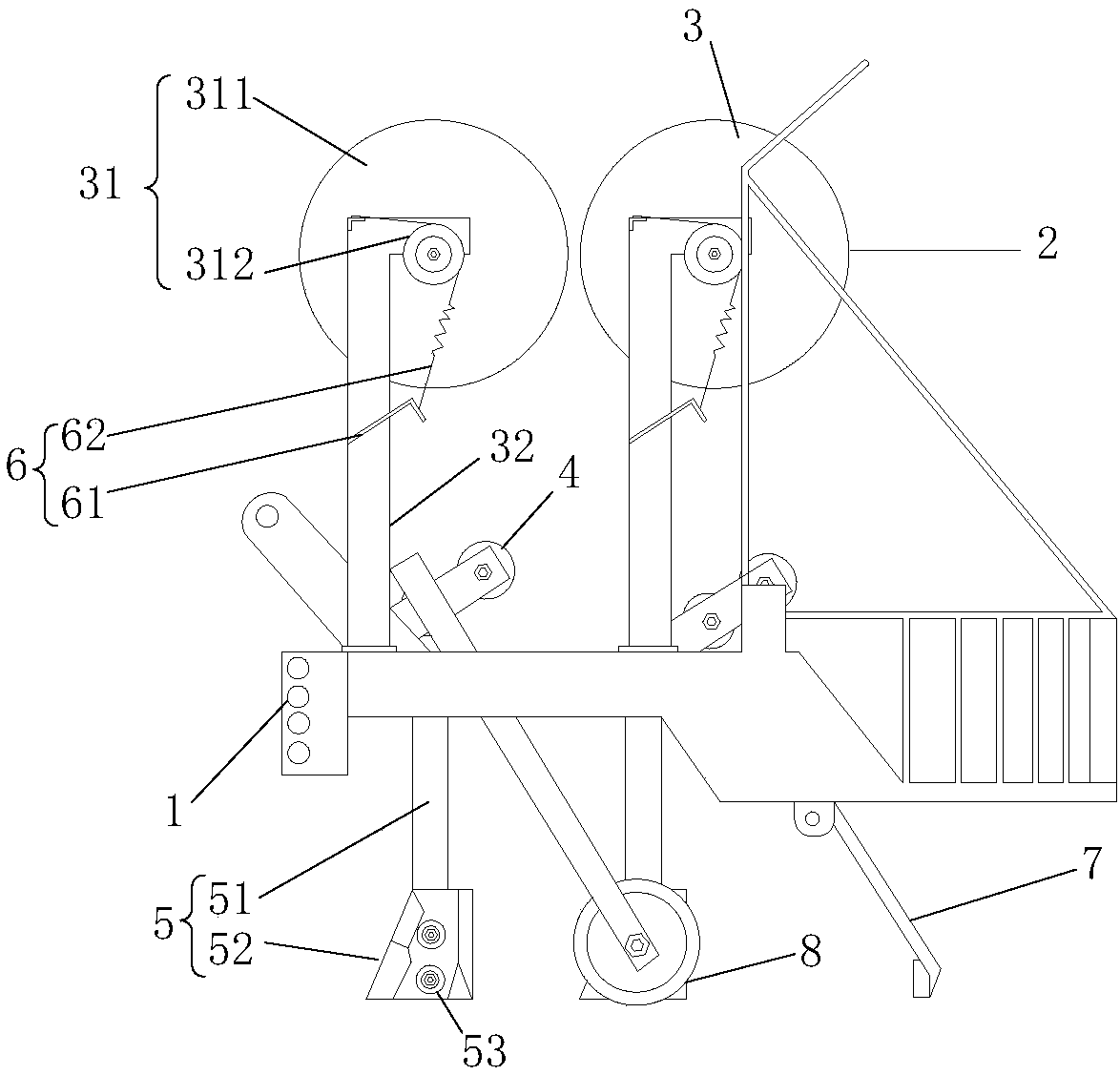 Shallow-buried type drip irrigation laying device