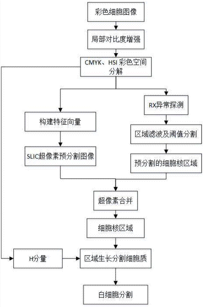 White blood cell segmentation method based on super pixels and anomaly detection color blood cell image