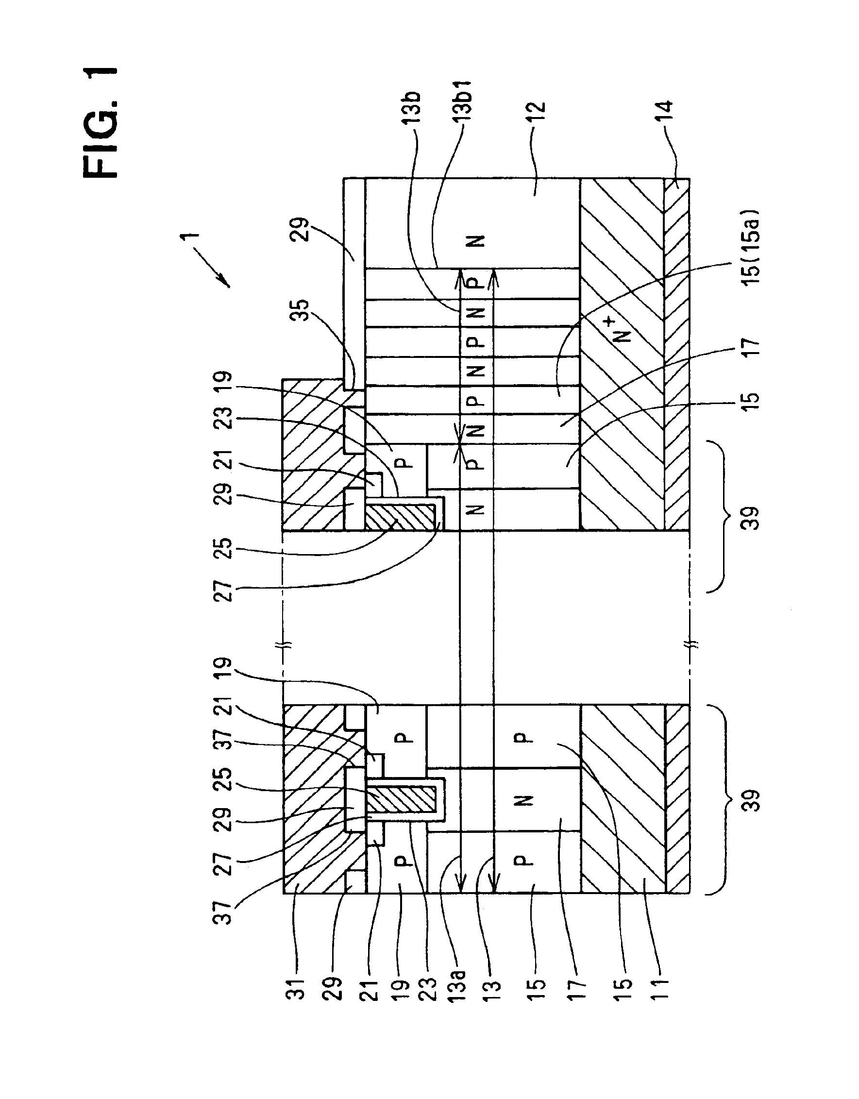 Semiconductor device having a vertical type semiconductor element