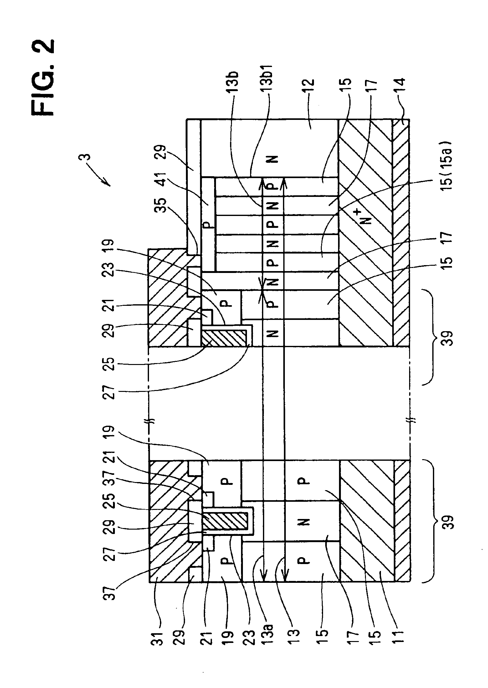 Semiconductor device having a vertical type semiconductor element