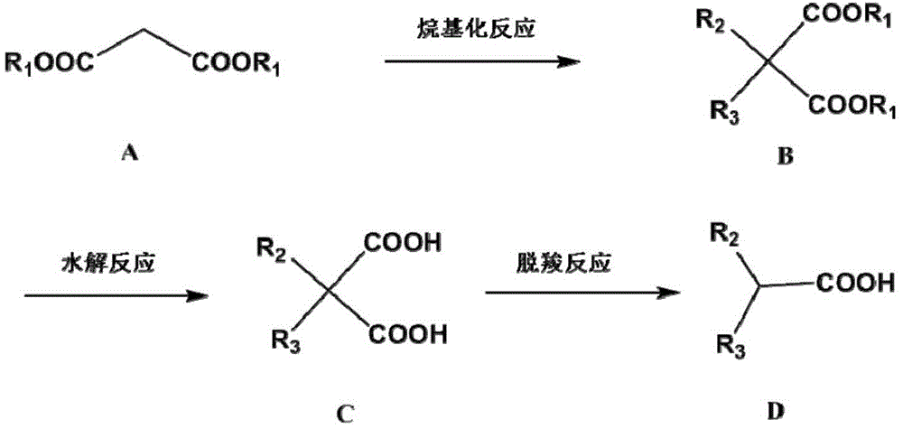 Method for preparing Guerbet acids by taking malonate as raw material