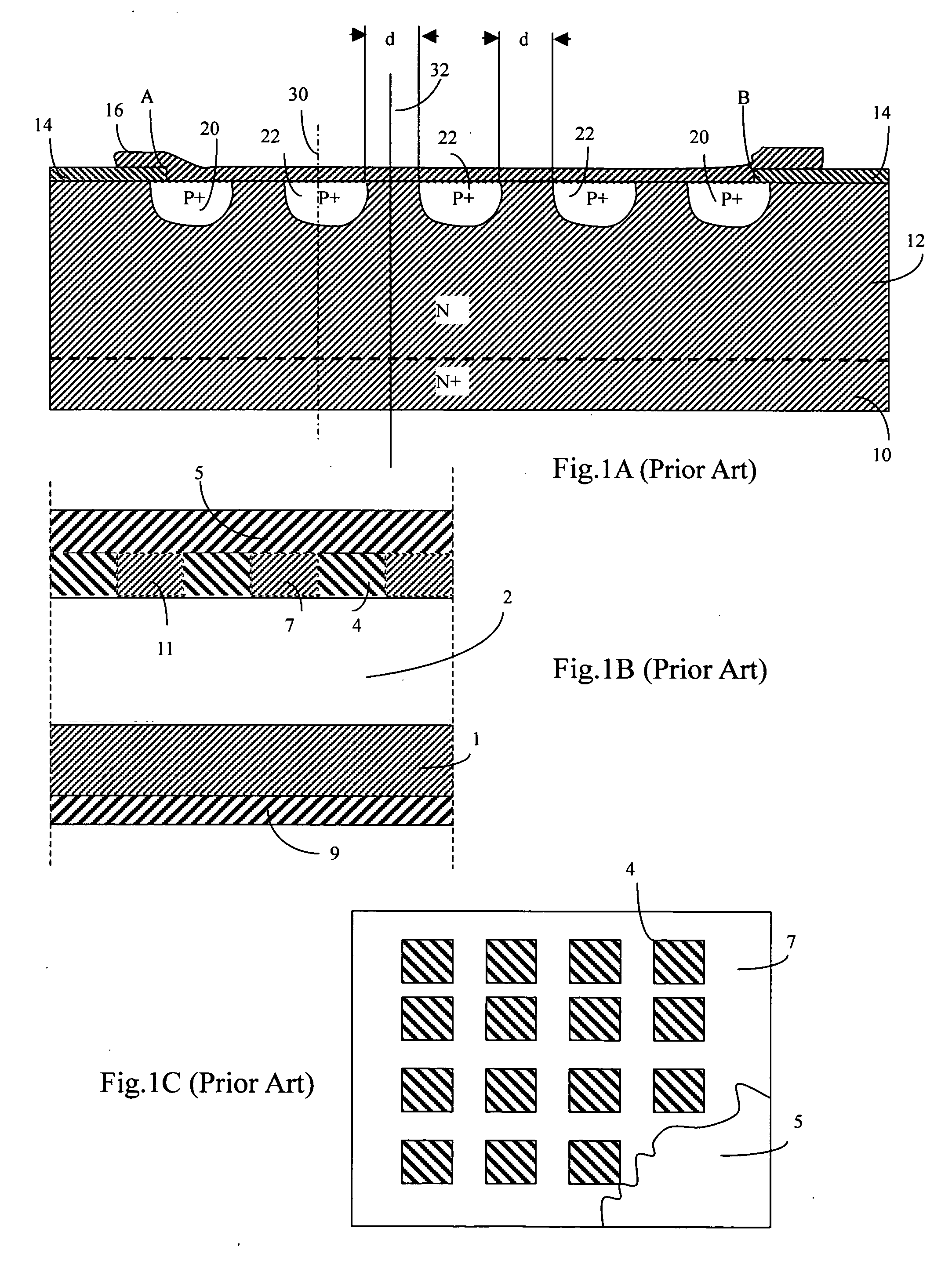 Junction barrier schottky with low forward drop and improved reverse block voltage