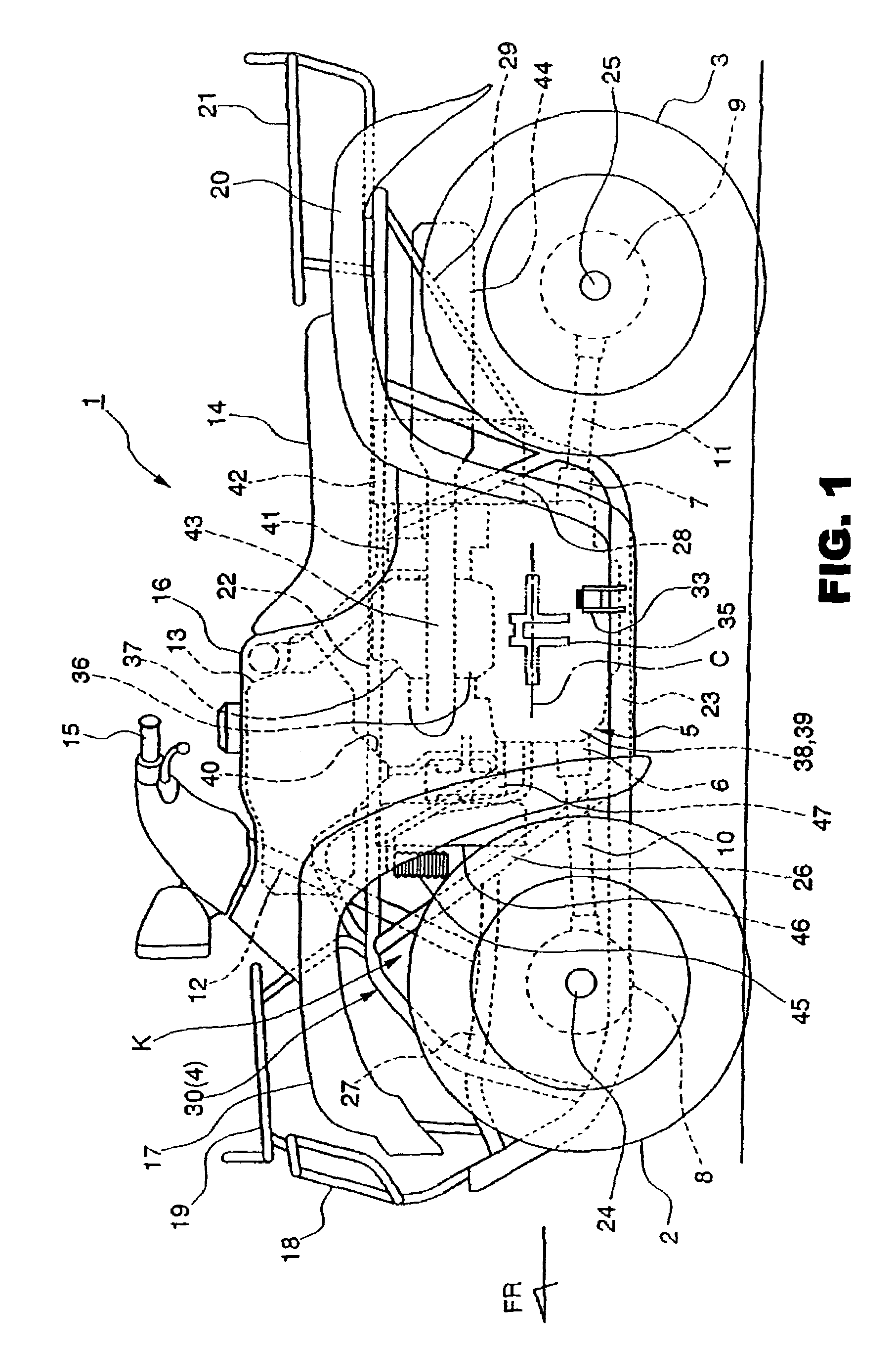 Fuel injection system for a saddle ride type four-wheel vehicle