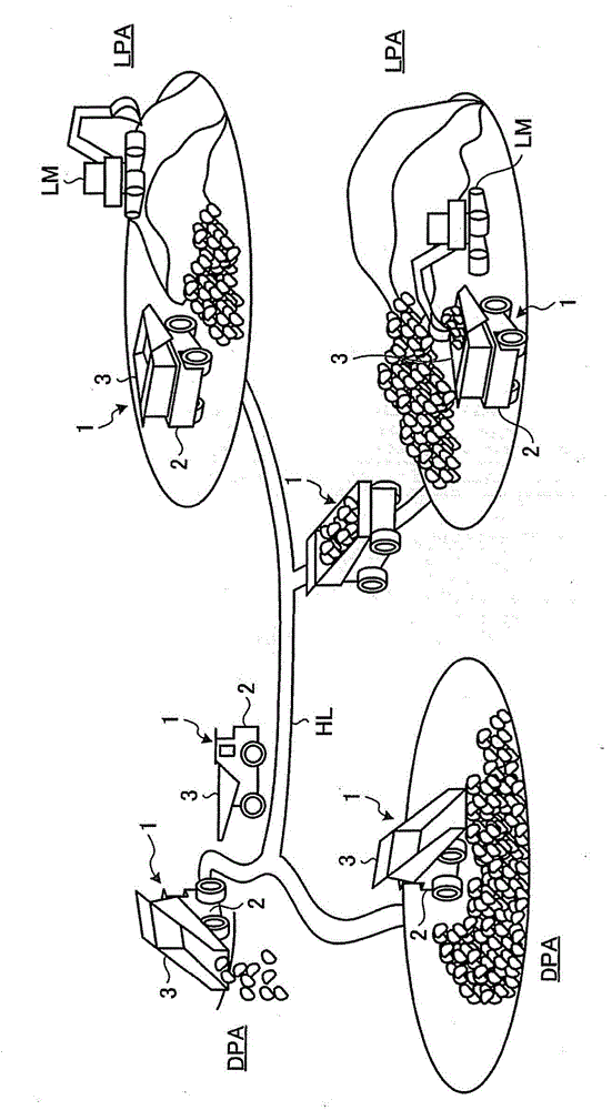 Transport vehicle, dump truck, and transport vehicle control method