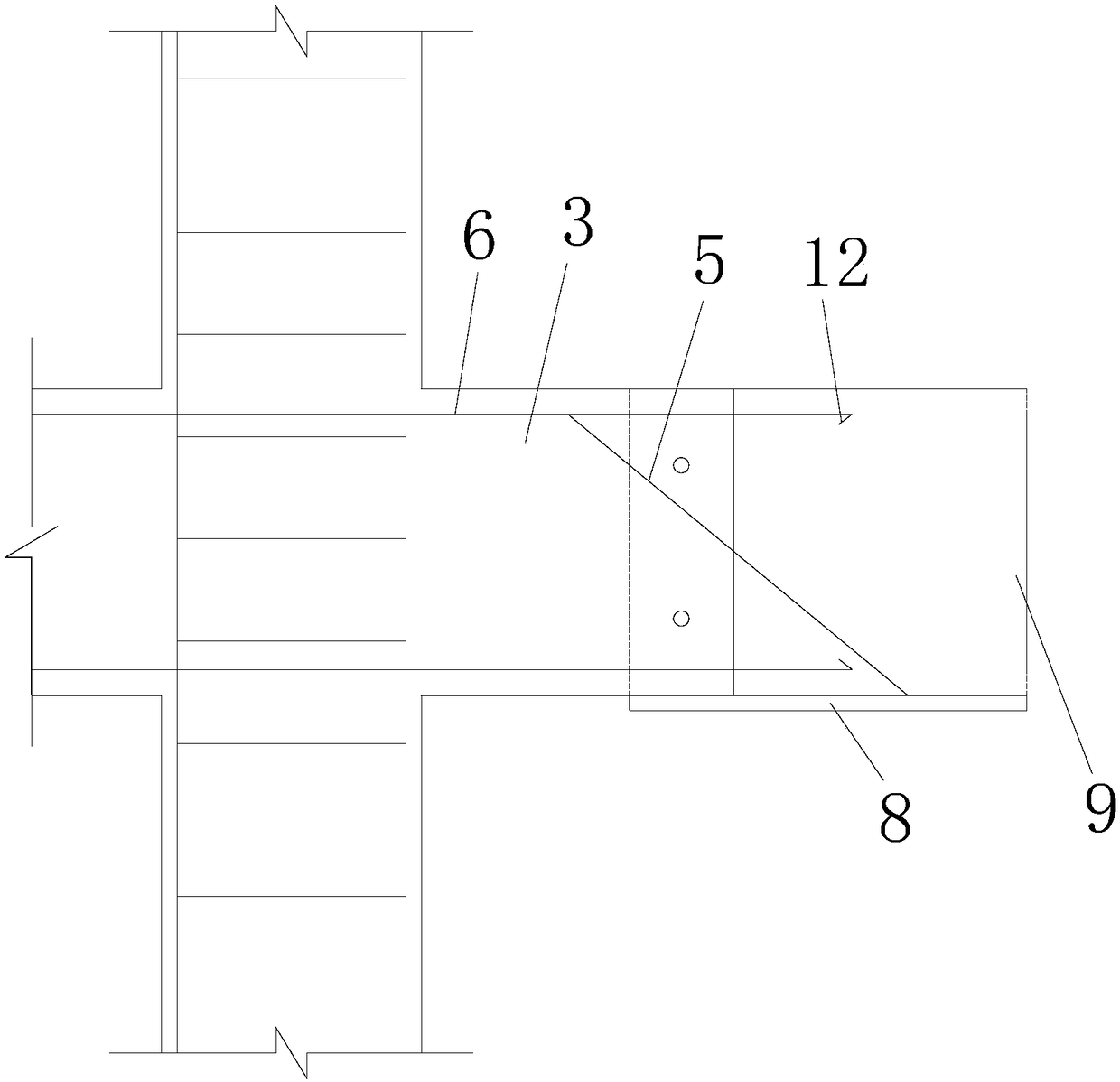 Beam column integral prefabricated joint with rigid template support at connecting position and construction method of beam column integral prefabricated joint