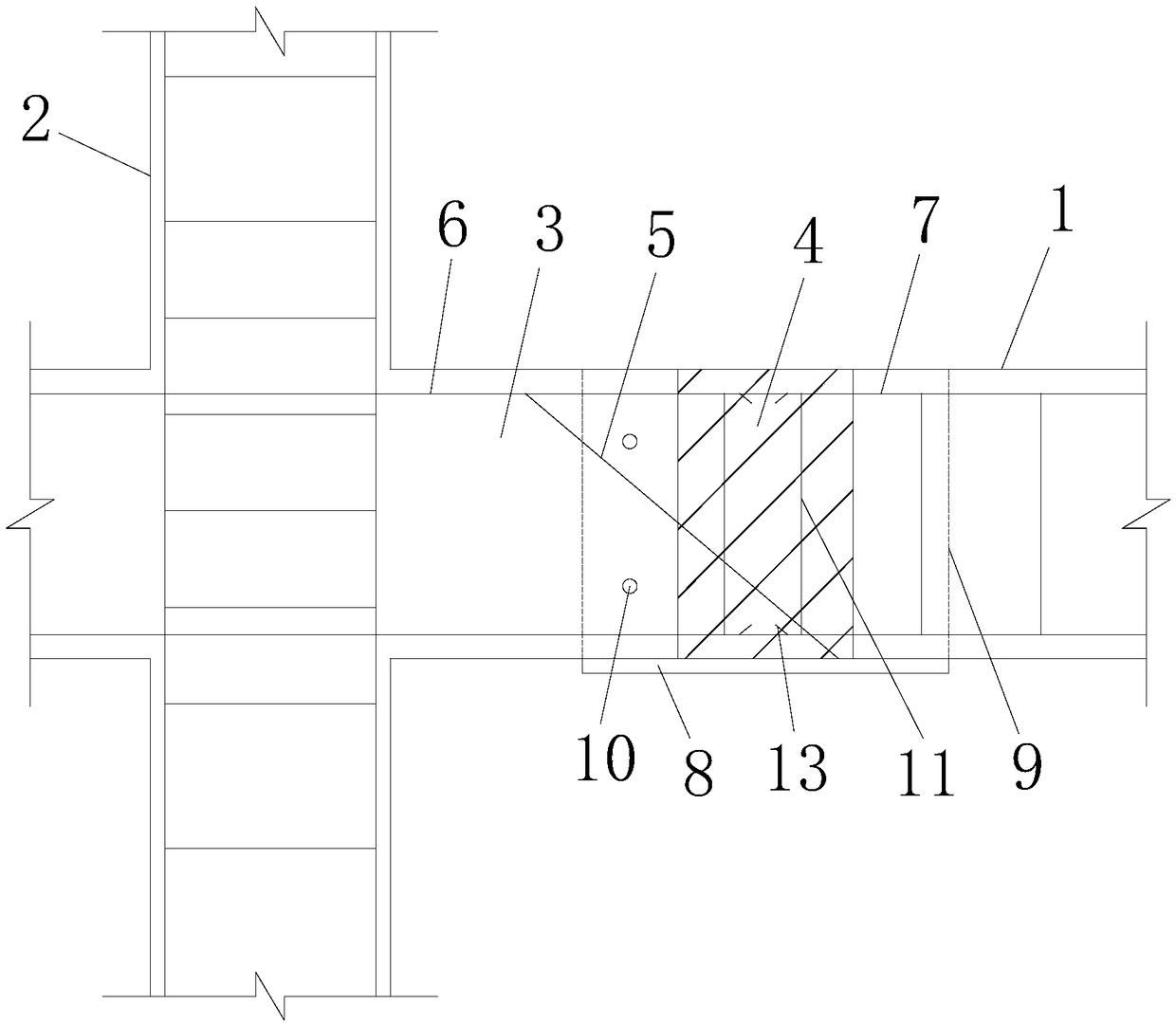 Beam column integral prefabricated joint with rigid template support at connecting position and construction method of beam column integral prefabricated joint