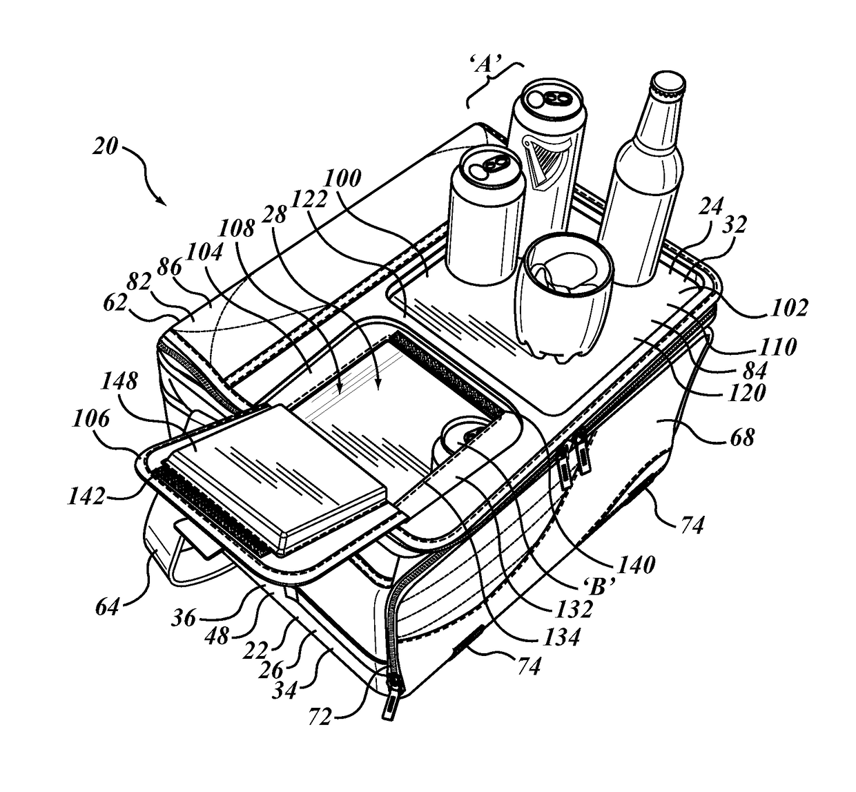 Soft-sided insulated container with lid fitting