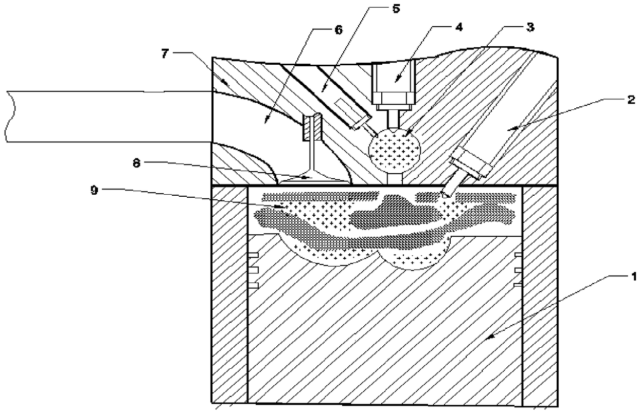 Combustion organization method with multiple injection, low pressure air feed in pre-combustion chamber and micro spray ignition of diesel oil for natural gas engine